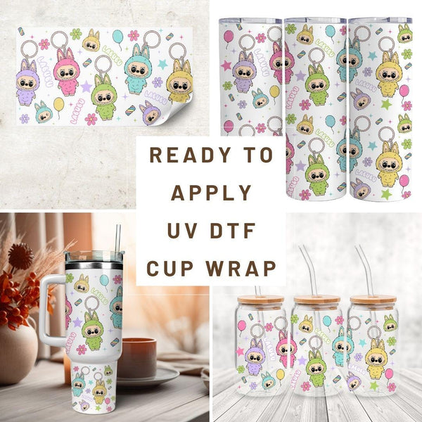Ready to Apply Labubu Cup Wrap, Labubu UV DTF Decal, 16oz Glass Can Sticker, Labubu Tumbler Wrap, Labubu Gift, Labubu 30 ozCup Wrap CUP06