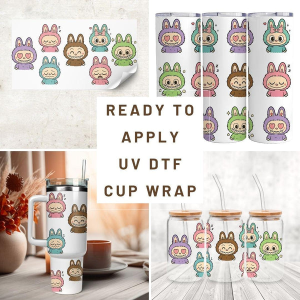 Ready to Apply Labubu Cup Wrap, Labubu UV DTF Decal, 16oz Glass Can Sticker, Labubu Tumbler Wrap, Labubu Gift, Labubu 30 ozCup Wrap CUP07