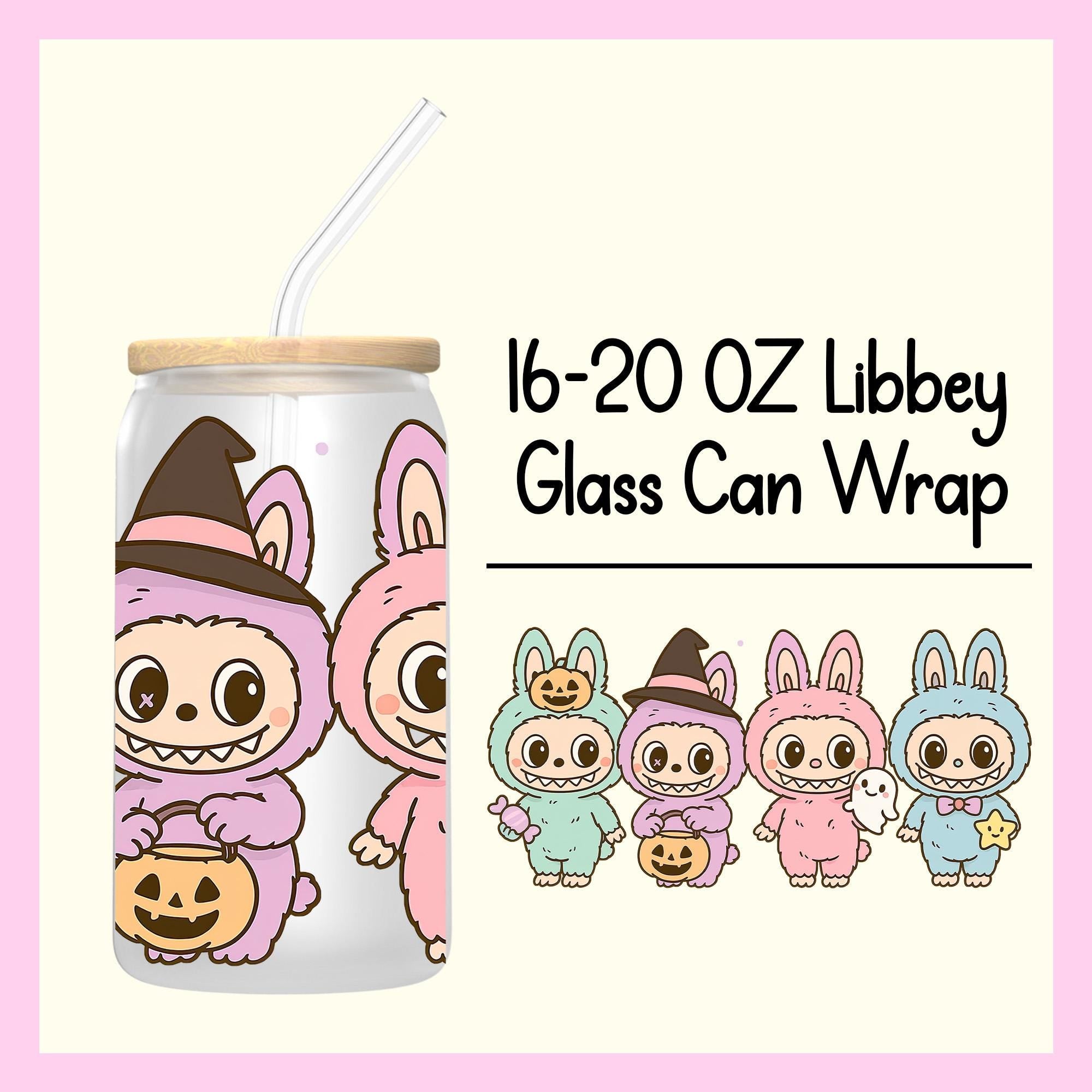 16 oz Ready to Apply Labubu Cup Wrap, Labubu UV DTF Decal, 20oz Labubu Cup Wrap, Labubu Halloween Wrap, Labubu Gift, Halloween Cup Wrap CUP10